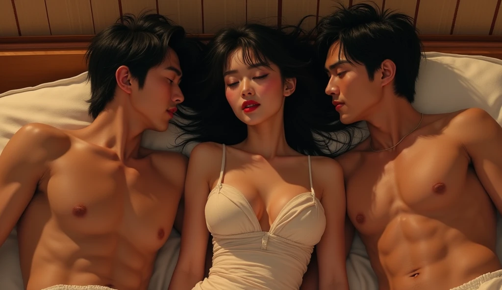 女性用風俗セラピストとカップルの男性が女性に肩を寄り添っている画像