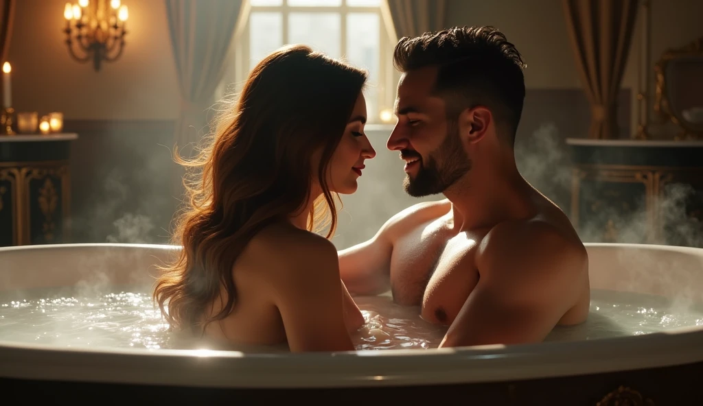 女風ユーザーと女性用風俗セラピストがお風呂に入っている画像