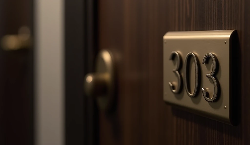 ホテルのドアの部屋番号303の画像
