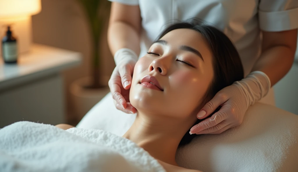 フェイスケアをしている女風ユーザーの画像