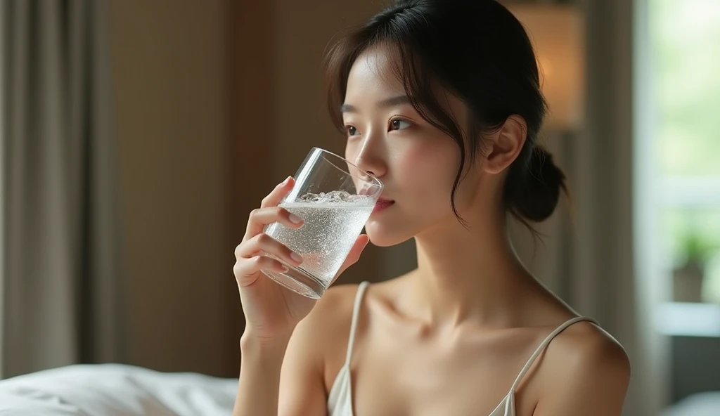女風ユーザーが水を飲んでいる画像