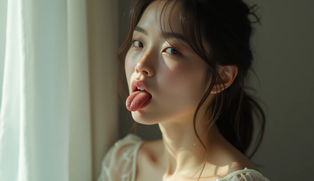 女風ユーザーが舌を大きく出している画像