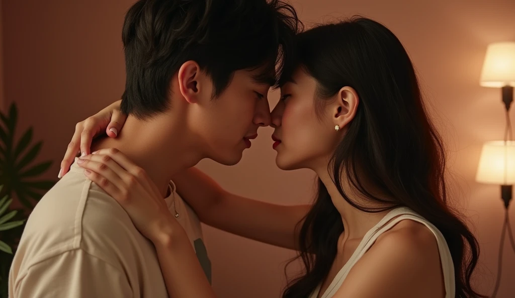 顔を寄せ合っている女性用風俗セラピストと女風ユーザーの画像