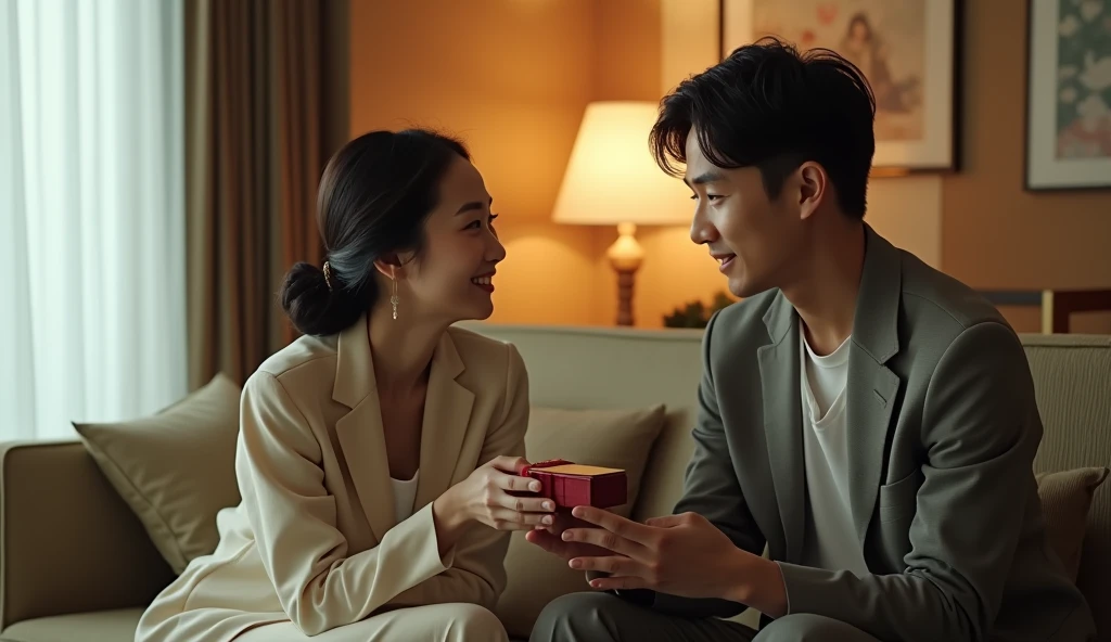 女性用風俗セラピストにプレゼントを渡している女風ユーザーの画像