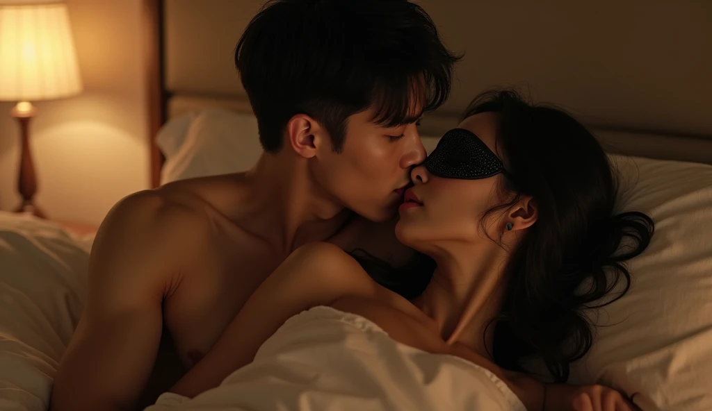 アイマスクをしている女風ユーザーと女性用風俗セラピストの画像