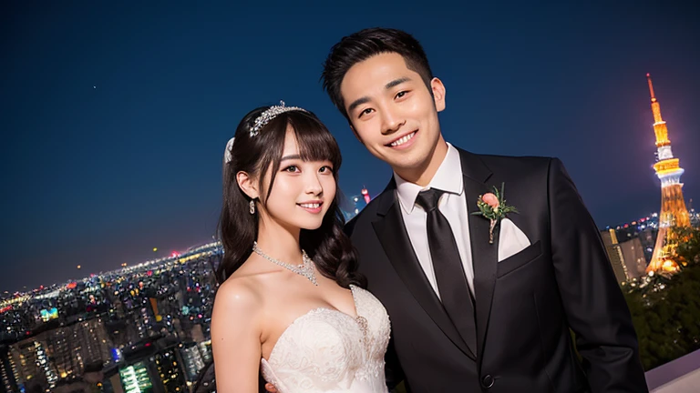 結婚式の撮影の男女の画像