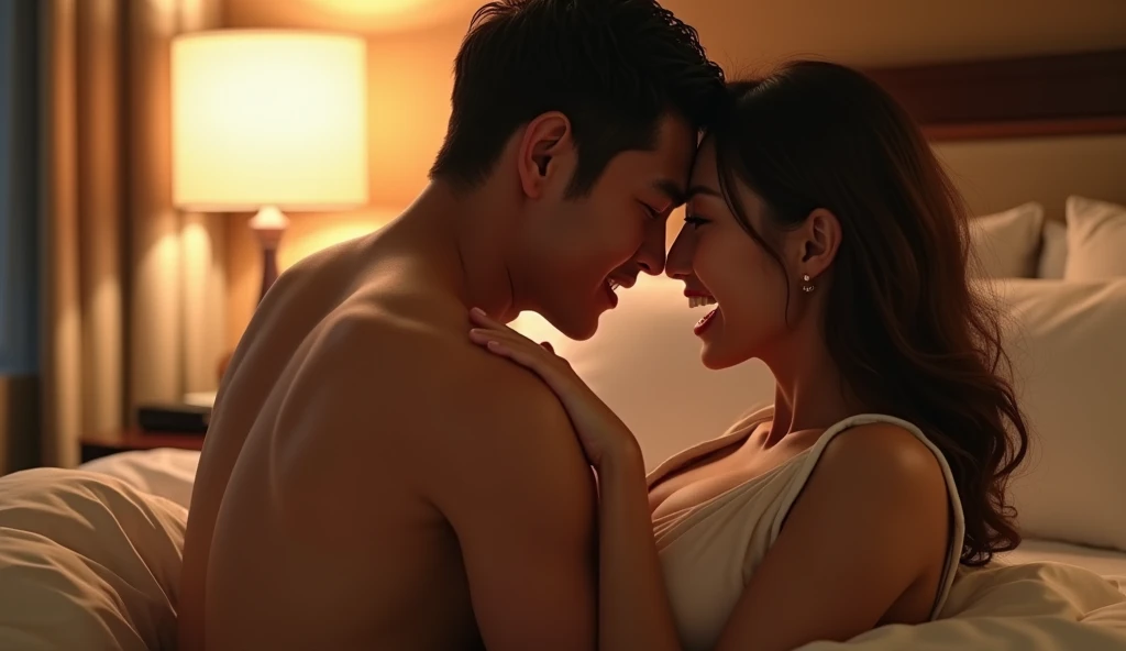 女性用風俗セラピストと女風ユーザーがハグをしながら頭を付け合っている画像