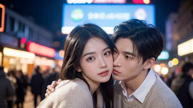 街中で顔を寄せ合っている女風ユーザーと女性用風俗セラピスト