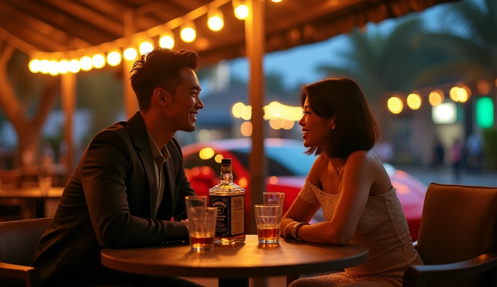 居酒屋でお酒を飲んでいる女風ユーザーと女性用風俗セラピストの画像