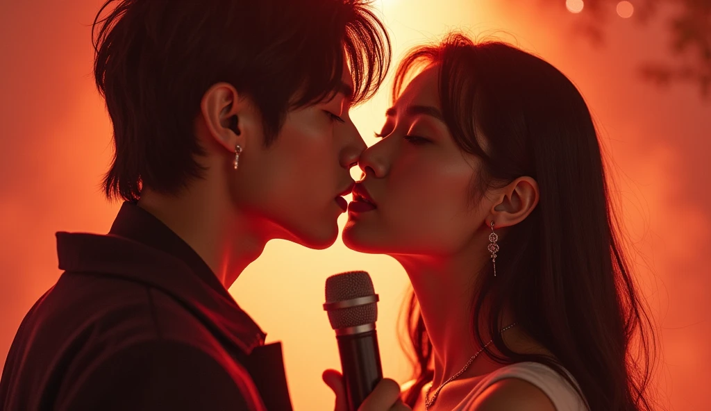 カラオケを歌いながら顔を近づけている女風ユーザーと女性用風俗セラピストの画像