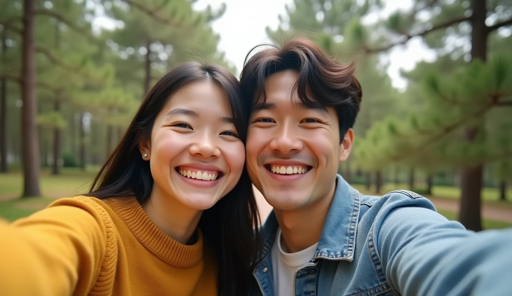 自然の中で笑いあっている女風ユーザーと女性用風俗セラピストの画像