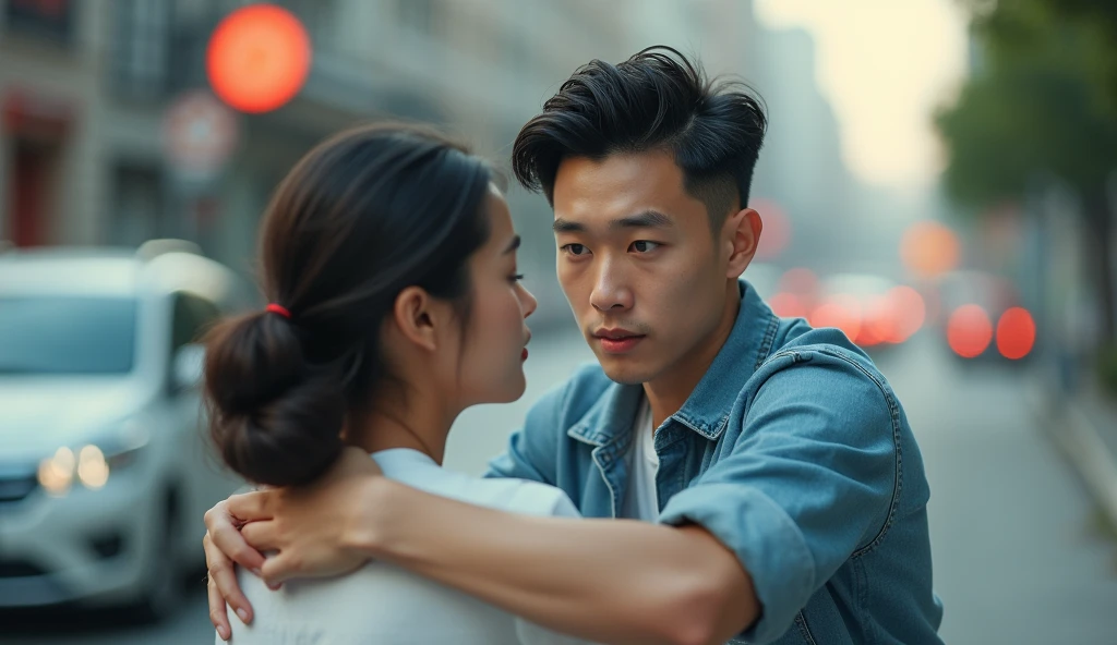 街中でハグをしている女風ユーザーと女性用風俗セラピストの画像