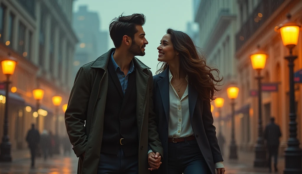 街中で手を繋いで談笑する女風ユーザーと女性用風俗セラピストの画像