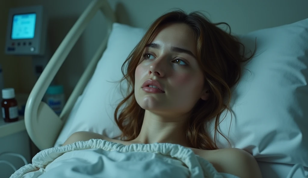 体調不良で病院にいる女性の画像