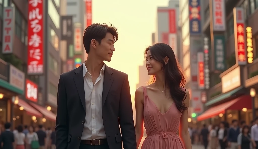 街中で手を繋いでデートしている女性用風俗セラピストと女風ユーザーの画像