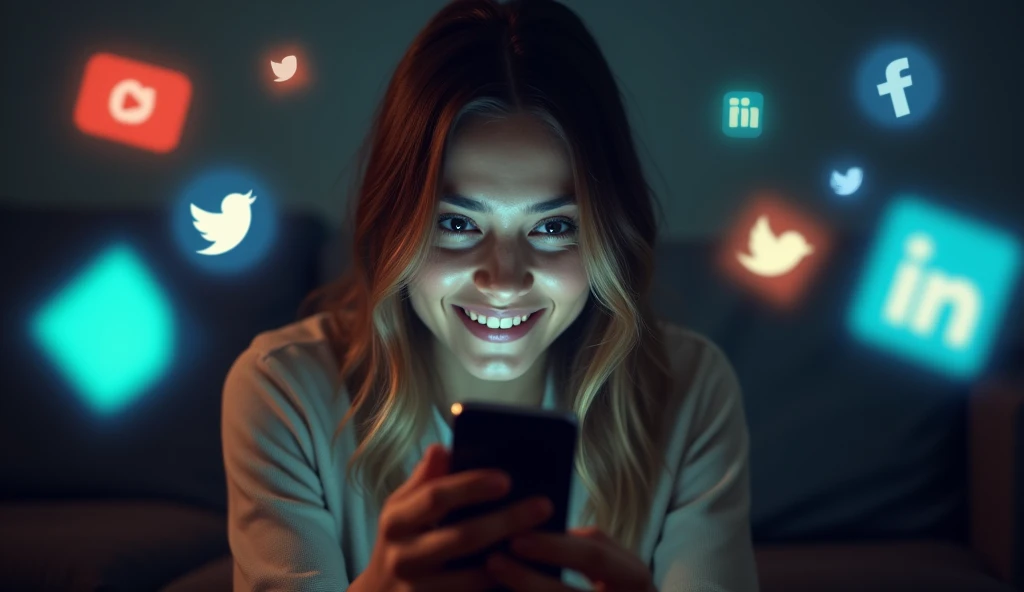 各種SNSをスマホで確認している女風ユーザーの画像