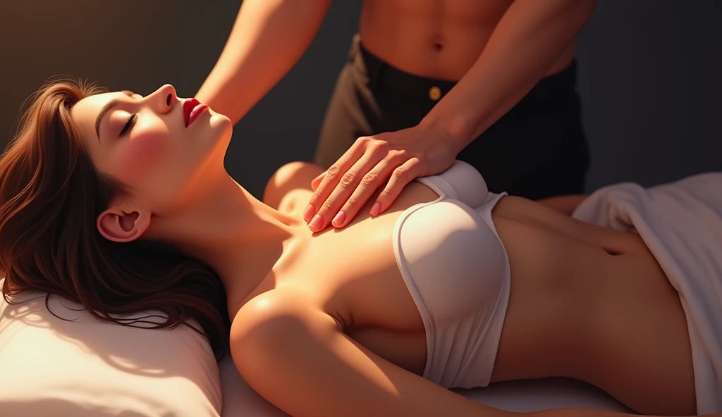 女性用風俗セラピストからマッサージを受けている女風ユーザーの画像