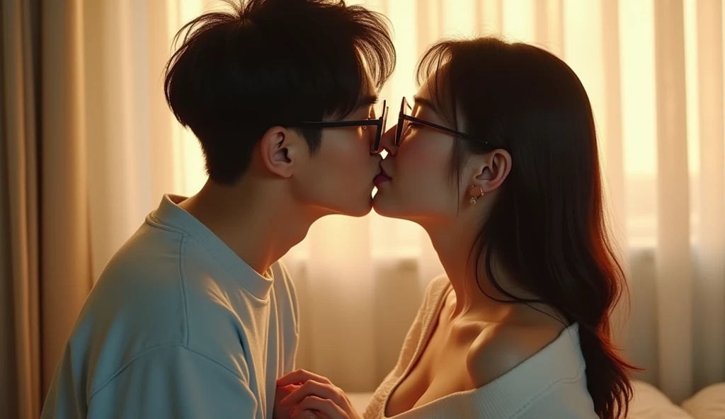 キスをしている女性用風俗セラピストと女風ユーザーの画像