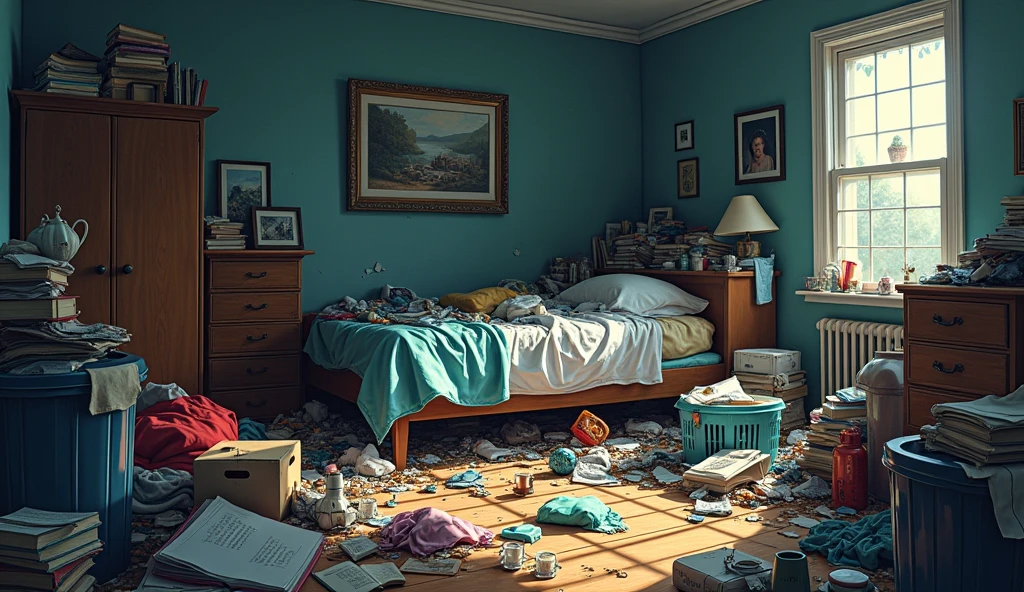 散らかった汚い部屋の画像