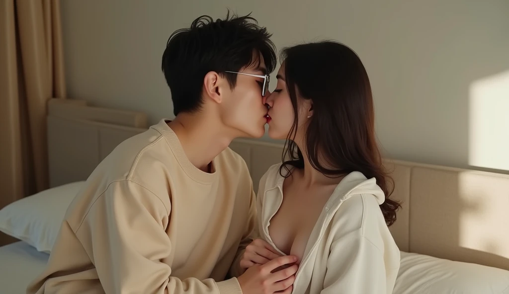 キスをする女性用風俗セラピストと女風ユーザーの画像