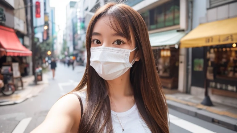 マスクをしている女性の画像