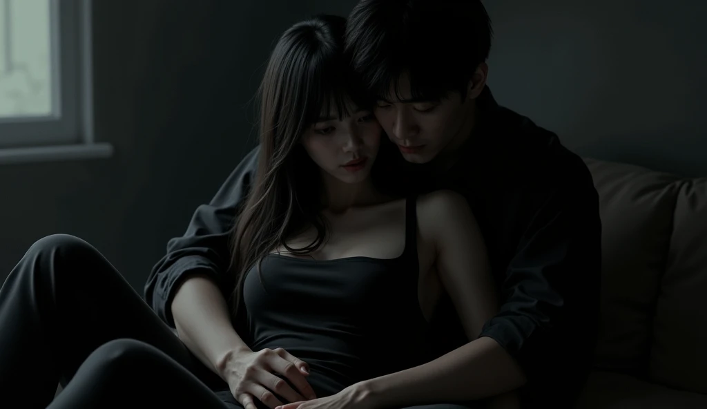 服をきたままよりそう女性用風俗セラピストと女風ユーザーの画像