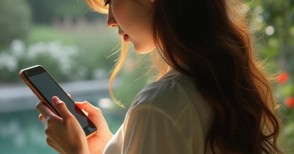 女風ユーザーがスマホを触っている画像