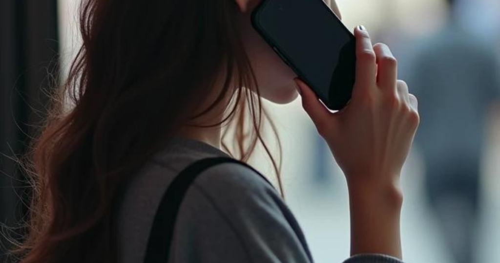 女風ユーザーが電話をかけているところの画像